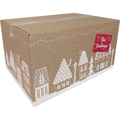 Caja paquete navidad (E) 550x390x310mm diseño CASAS 2025 por pieza