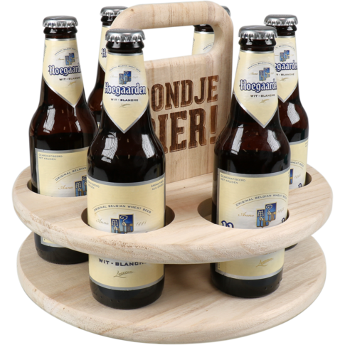 Klika - Bierverpakking, Draagtray, Hout, rond 6 flessen, 22x28cm