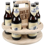 Klika - Bierverpackung, Tablett, Holz, runde 6 Flaschen, 22x28 cm