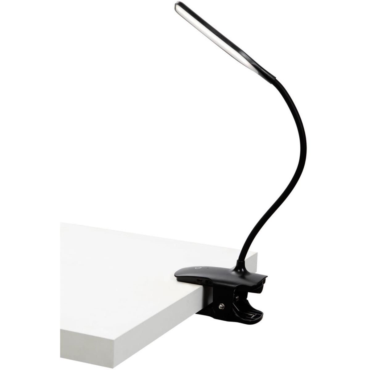 Alba - Lámpara de escritorio LED inalámbrica Clip, con abrazadera, negro