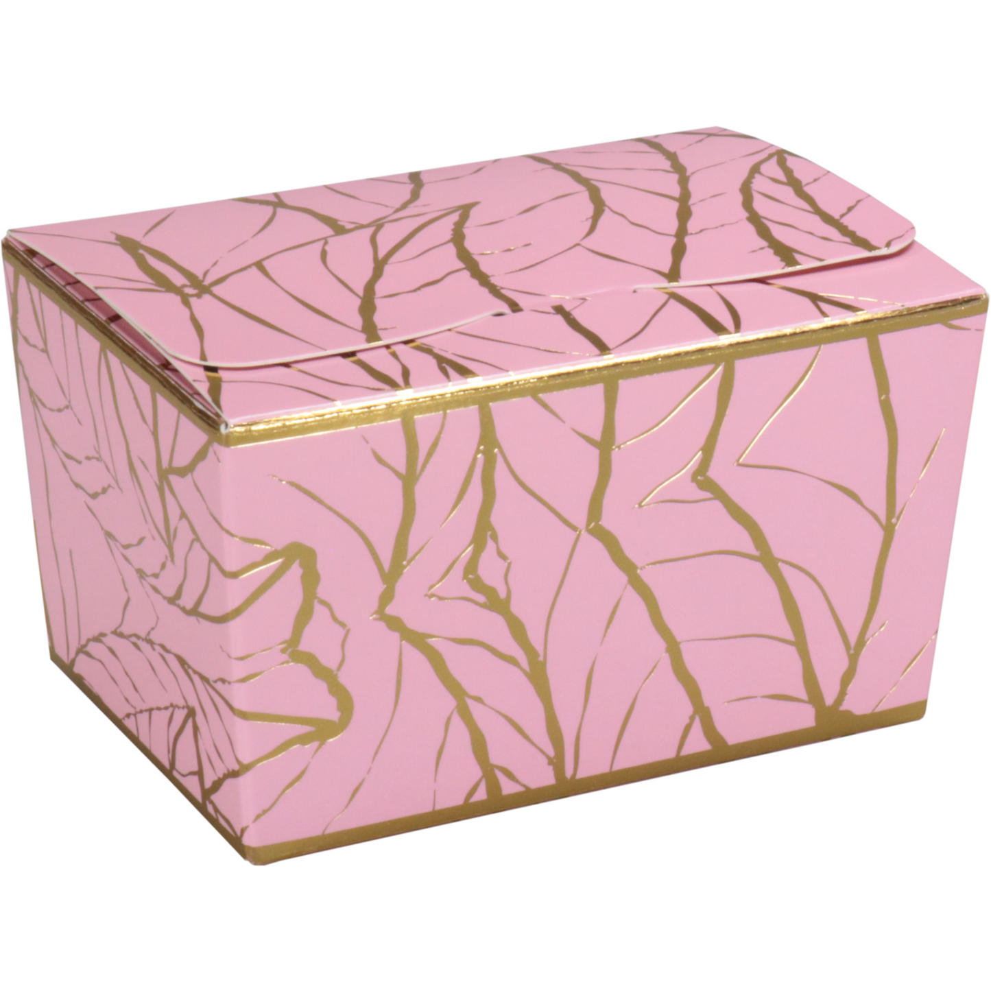 Depa - Ballotin | Leaves | karton + PP | 150gr | 89x60x55mm | roze/goud | 50 stuks