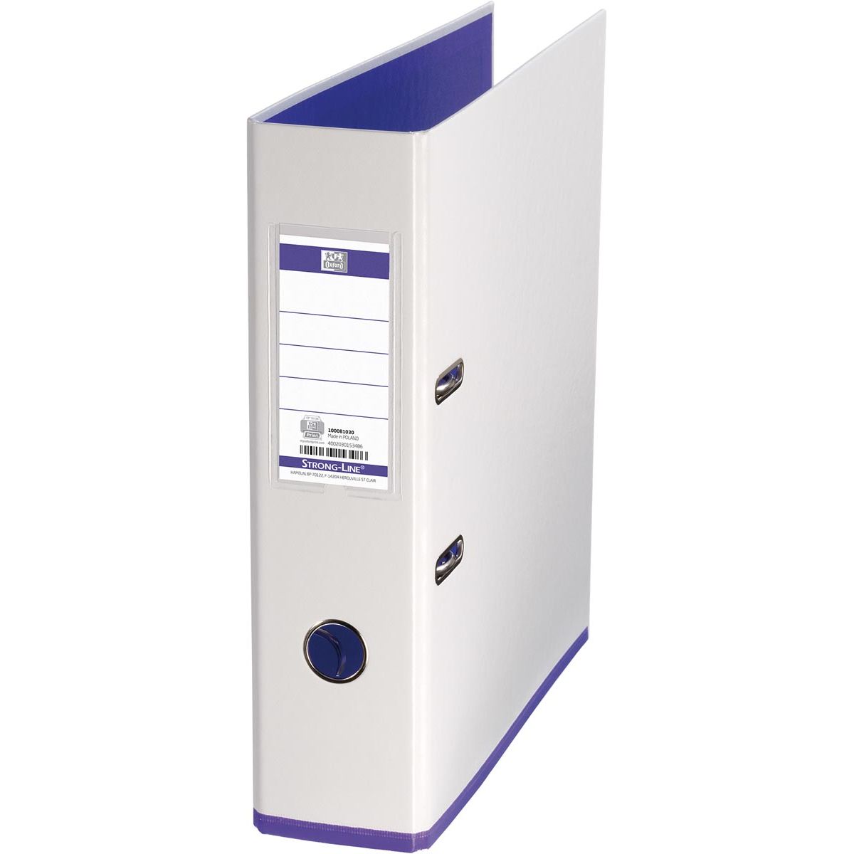 Oxford - Classeur MyColour, format A4, en carton, dos de 8 cm, blanc-violet