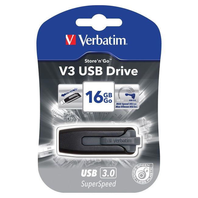 Verbatim - Verbatim V3 USB 3.0 stick, 16 GB, zwart