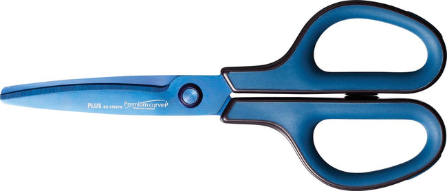 Plus -   FitCut Curve PREMIUM schaar, 17,5 cm, titanium bladen, blauw, op blister