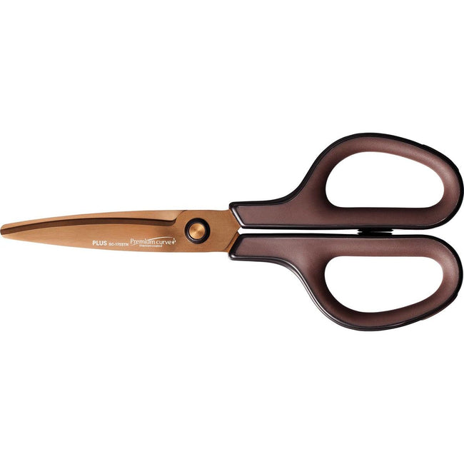 Plus - Plus FitCut Curve PREMIUM schaar, 17,5 cm, titanium bladen, bruin, op blister