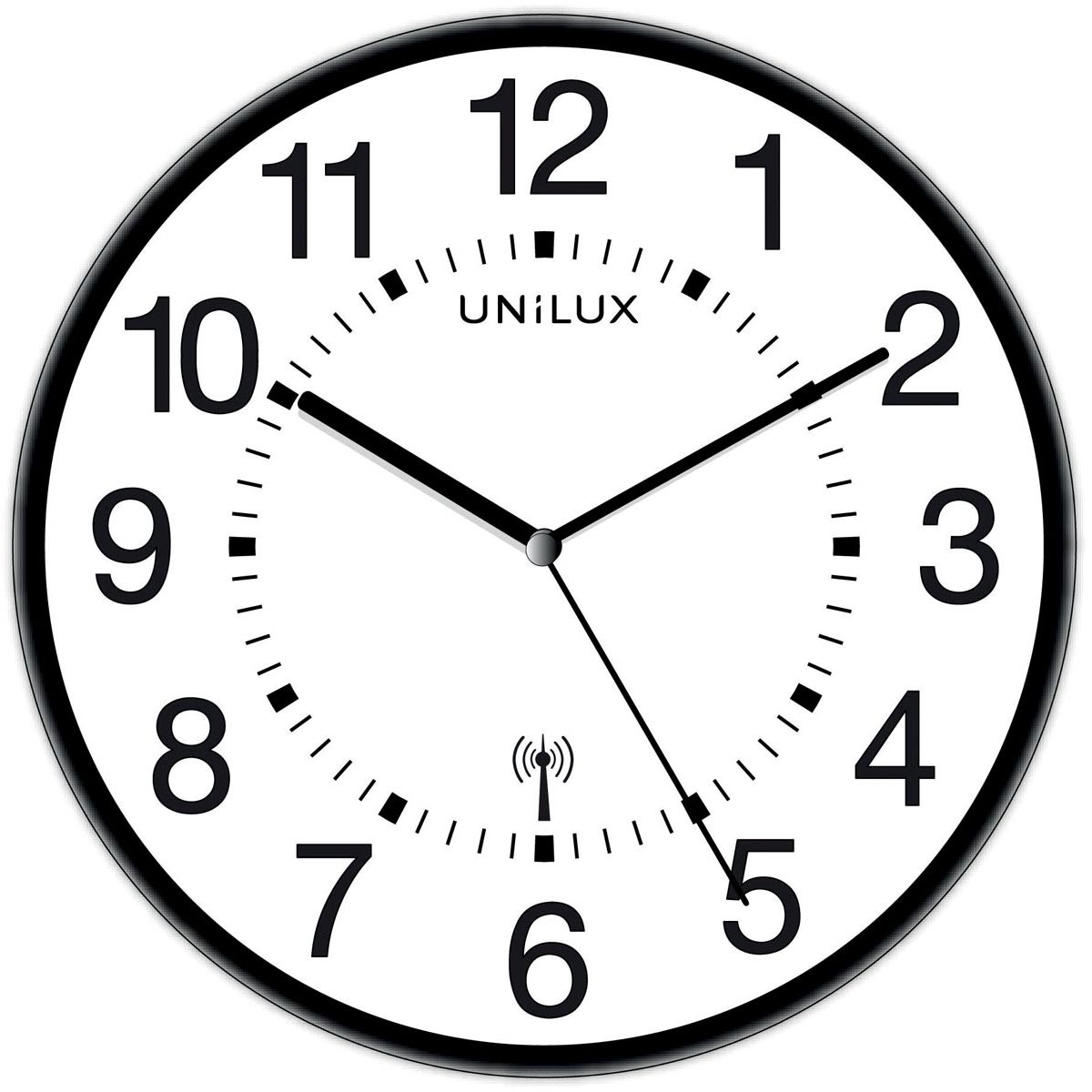 Unilux -  Wave wandklok, radiogestuurd, diameter 30 cm, zwart-wit