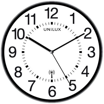 Unilux -  Wave wandklok, radiogestuurd, diameter 30 cm, zwart-wit