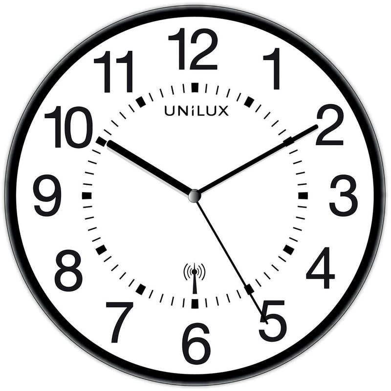 Unilux -  Wave wandklok, radiogestuurd, diameter 30 cm, zwart-wit