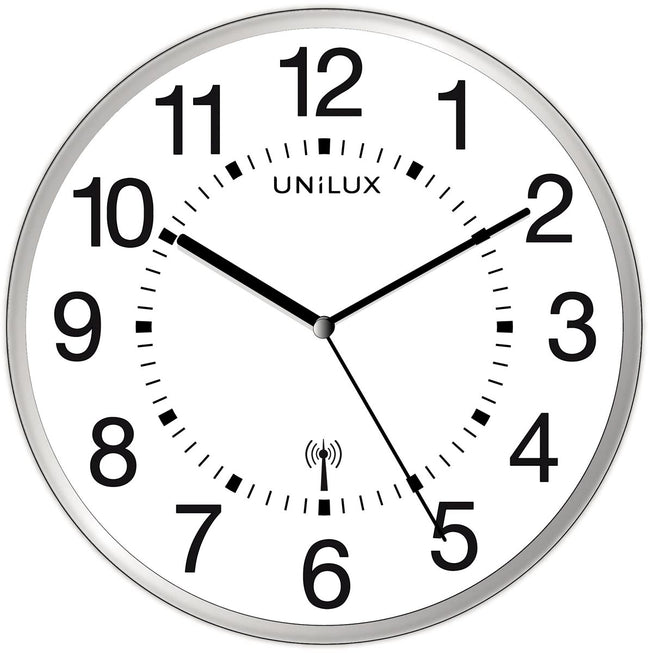 Unilux -  Wave wandklok, radiogestuurd, diameter 30 cm, grijs-wit