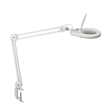 Maul - Lámpara lupa Viso LED con pinza de mesa blanca