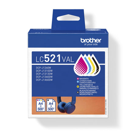 Brother -  LC521VAL inktcartridge 4 stuk(s) Origineel Zwart, Cyaan, Magenta, Geel