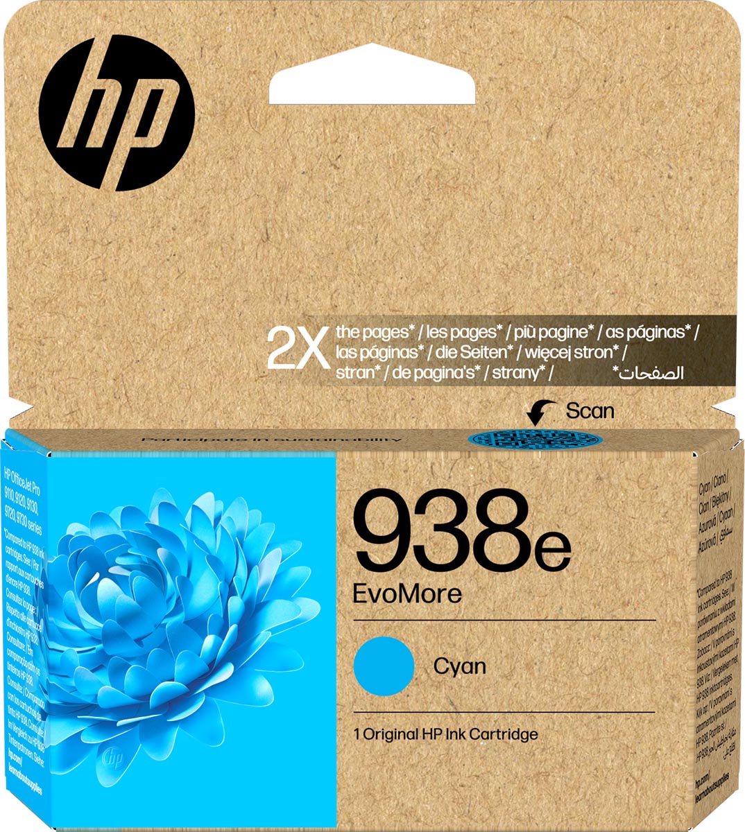 HP -  inktcartridge 938e, 1.650 pagina's, OEM 4S6X9PE, cyaan