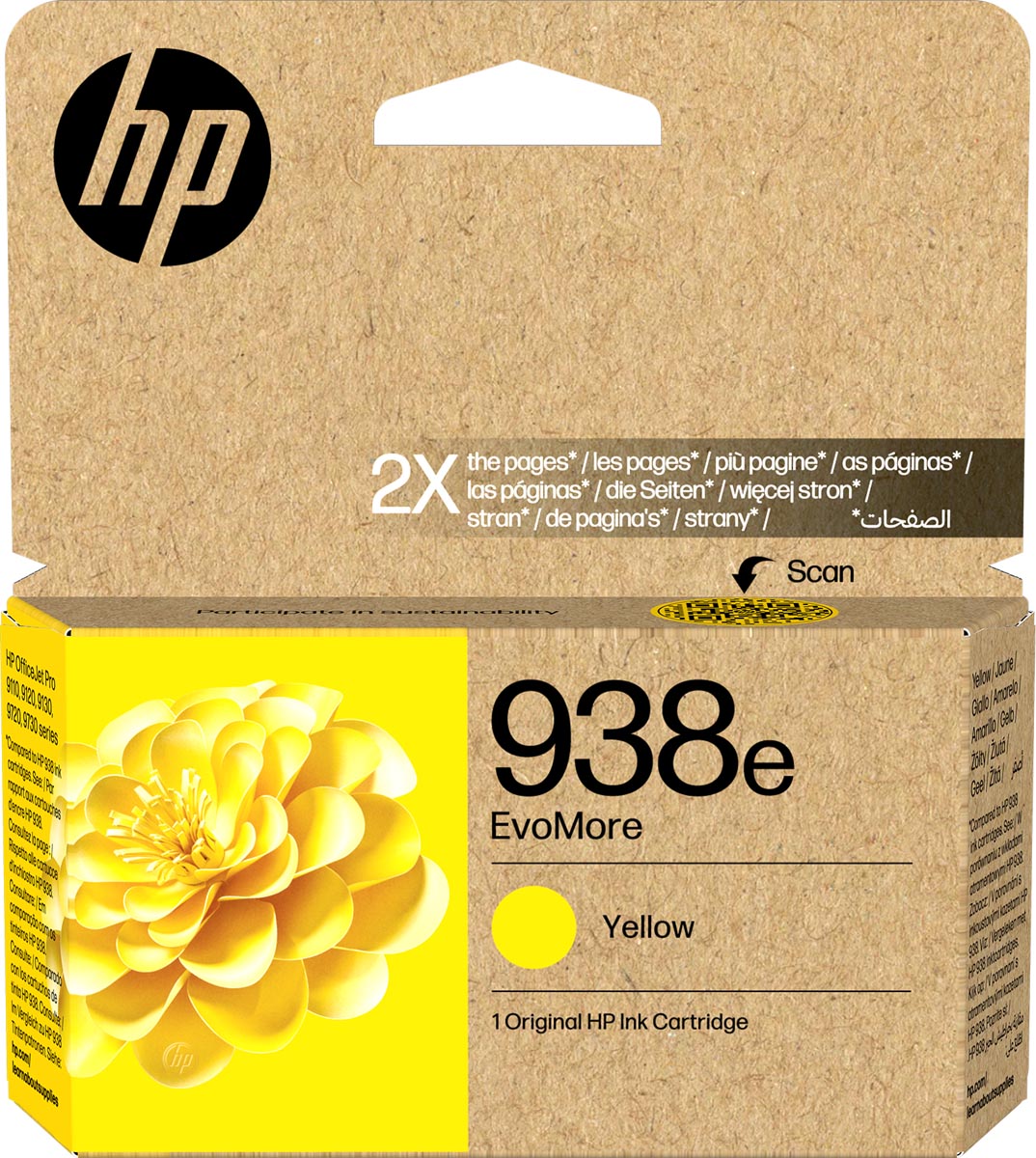 HP -  inktcartridge 938e, 1.650 pagina's, OEM 4S6Y1PE, geel