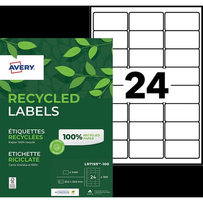 Avery -  Etiket  lr7159 63.5x33.9 recycled wt 2400st | 5 stuks