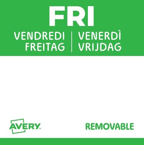 Avery -  Etiket  haccp vrijdag-groen 25x25mm 1000st | 6 stuks