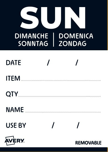 Avery -  Etiket  haccp zondag-zwart 40x56mm 500st | 6 stuks