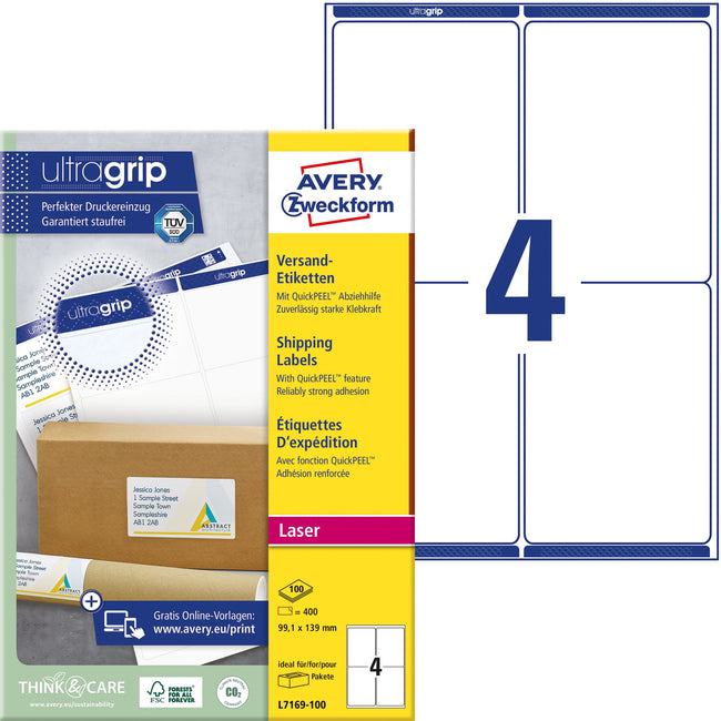 Avery -  Etiket  l7169-100 99.1x139mm 400st