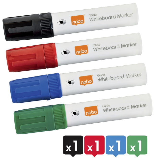Nobo -  1915393 markeerstift 4 stuk(s) Beitelvormige punt Zwart, Blauw, Groen, Rood