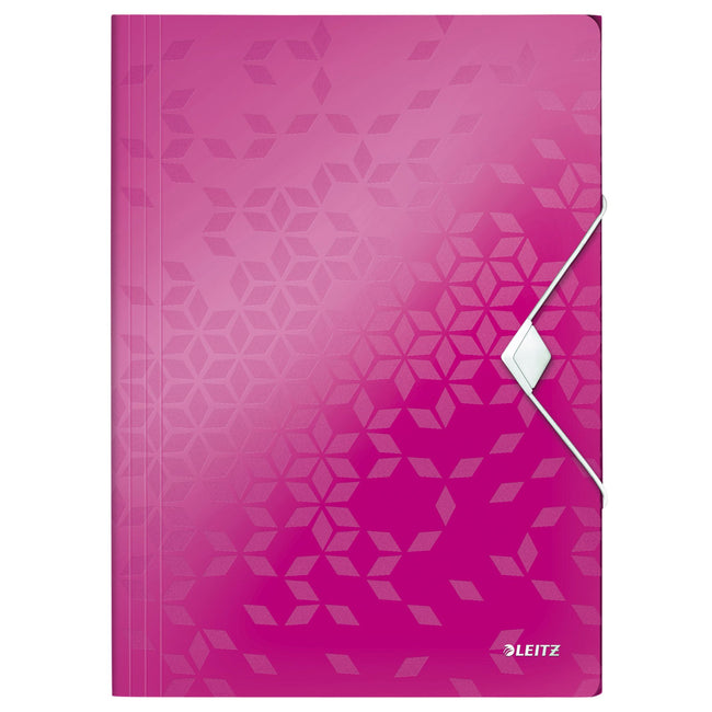 Leitz - Carpeta Elasto WOW A4 3 solapas PP rosa
