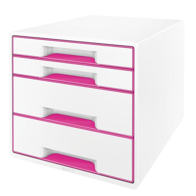 Leitz - Cajonera WOW 4 cajones blanco/rosa