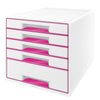 Leitz - Cajonera WOW 5 cajones blanco/rosa