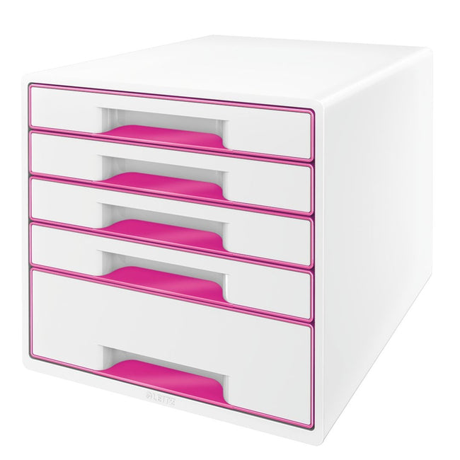 Leitz - Cajonera WOW 5 cajones blanco/rosa