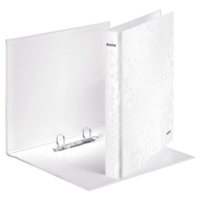 Leitz - Raccoglitore ad anelli WOW A4 maxi a 2 anelli con meccanismo a D 25 mm bianco