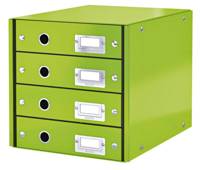 Leitz - Cassettiera WOW Click Store 4 cassetti verde