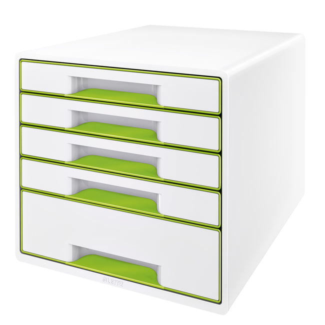 Leitz - Cassettiera WOW CUBE 5 cassetti bianco/verde