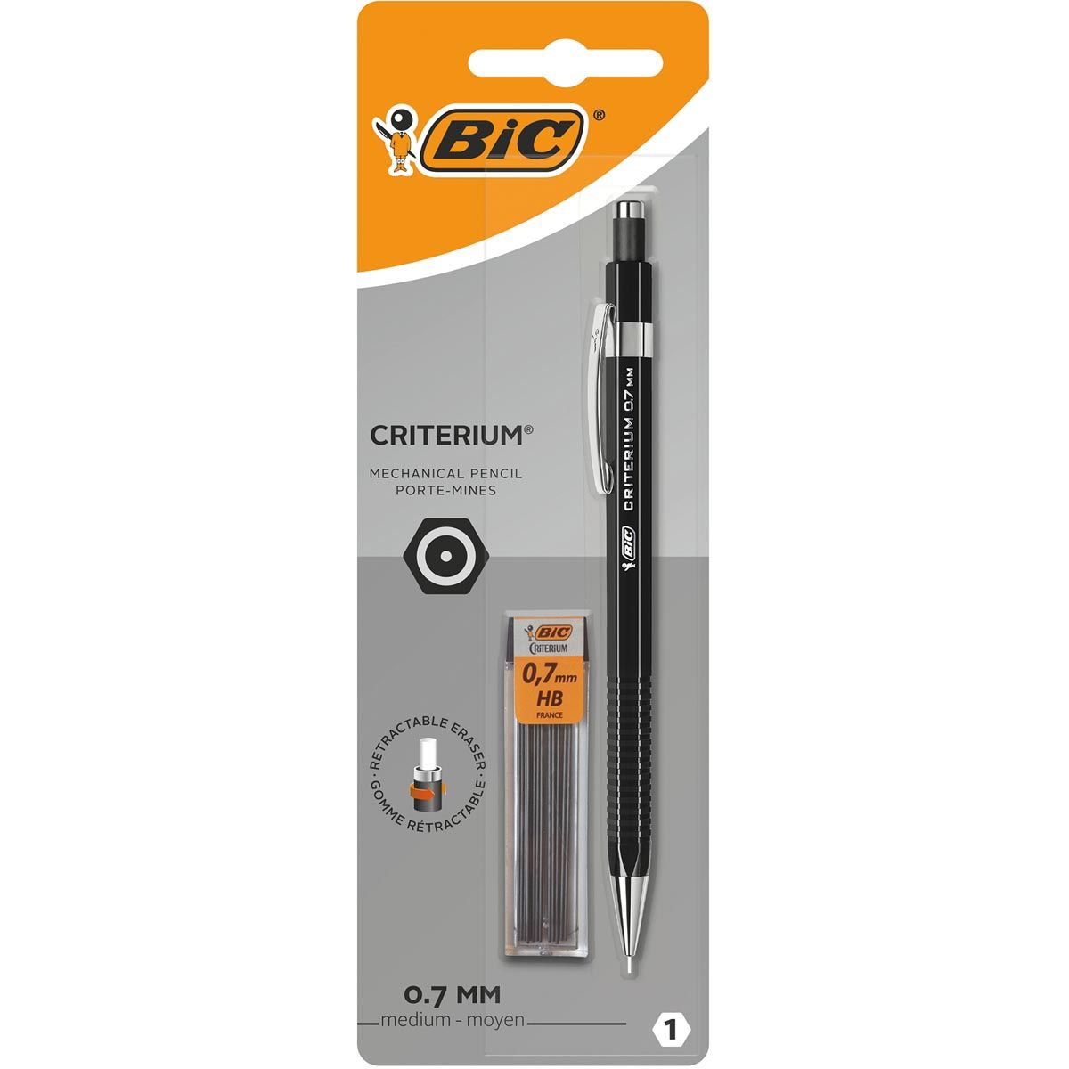 Bic - portamine, blister da 1 pezzo + 12 ricariche (omaggio), nero, 0,7 mm