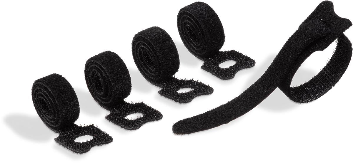Durevole: cavoline Grip Tie con velcro, nero, confezione da 5