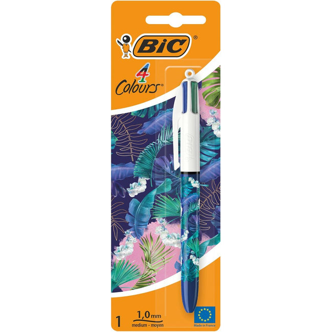 Bic - Colours Decors Botanical Universe 4-kleurenbalpen, medium, klassieke inktkleuren, op blister