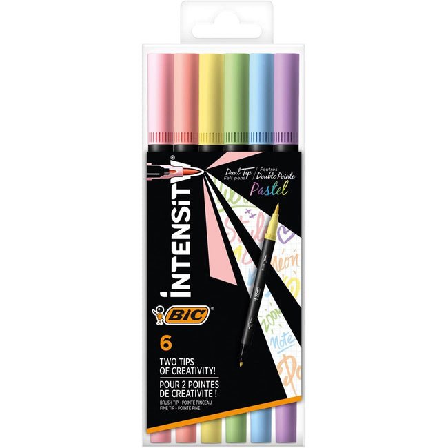 Bic - felt-tip pen Intensity Dual tip, case of 6 pieces, pastel