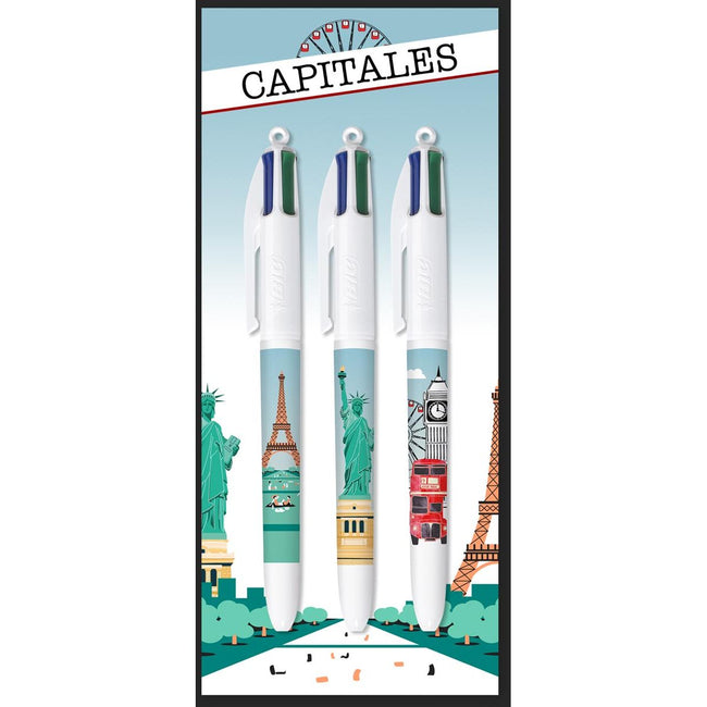 Bic - Colors Décor Limited Edition 4-colour ballpoint pen, medium, classic ink colours, various motifs