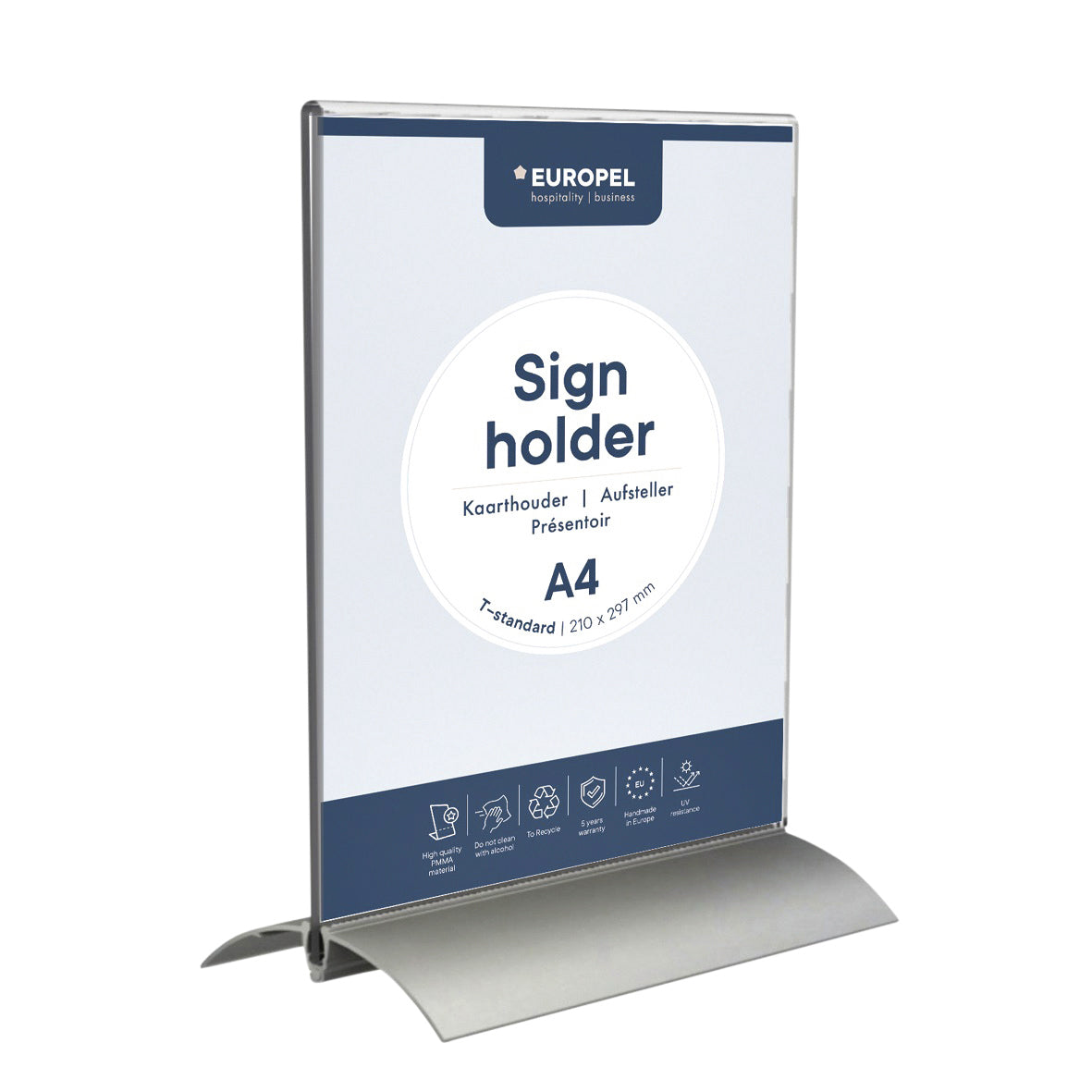 Europel - Card holder pel T-standard A4 portrait acrylic / aluminum