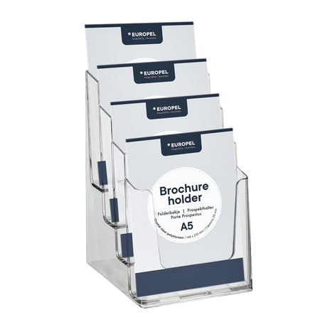 Europel - Prospekthalter Peel 4 Fächer A5 transparent