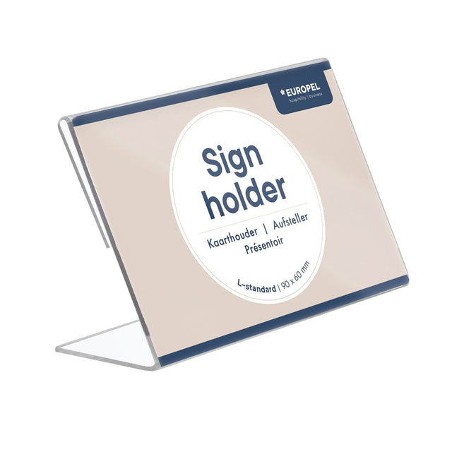 Europel - Card holder peel L-standard 90x60mm horizontal acrylic