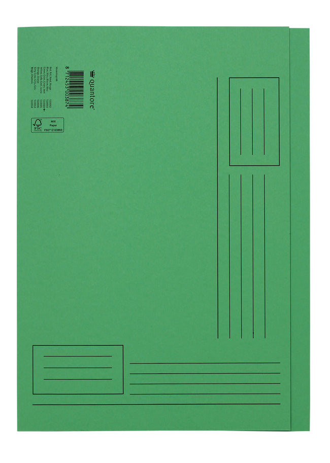 Quantore - Carpeta plegable A4 lado irregular 250gr verde | 10 piezas
