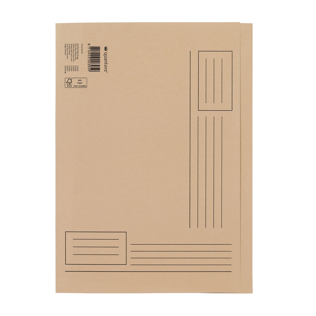 Quantore - Carpeta plegable A4 lado irregular 230gr beige | 100 piezas