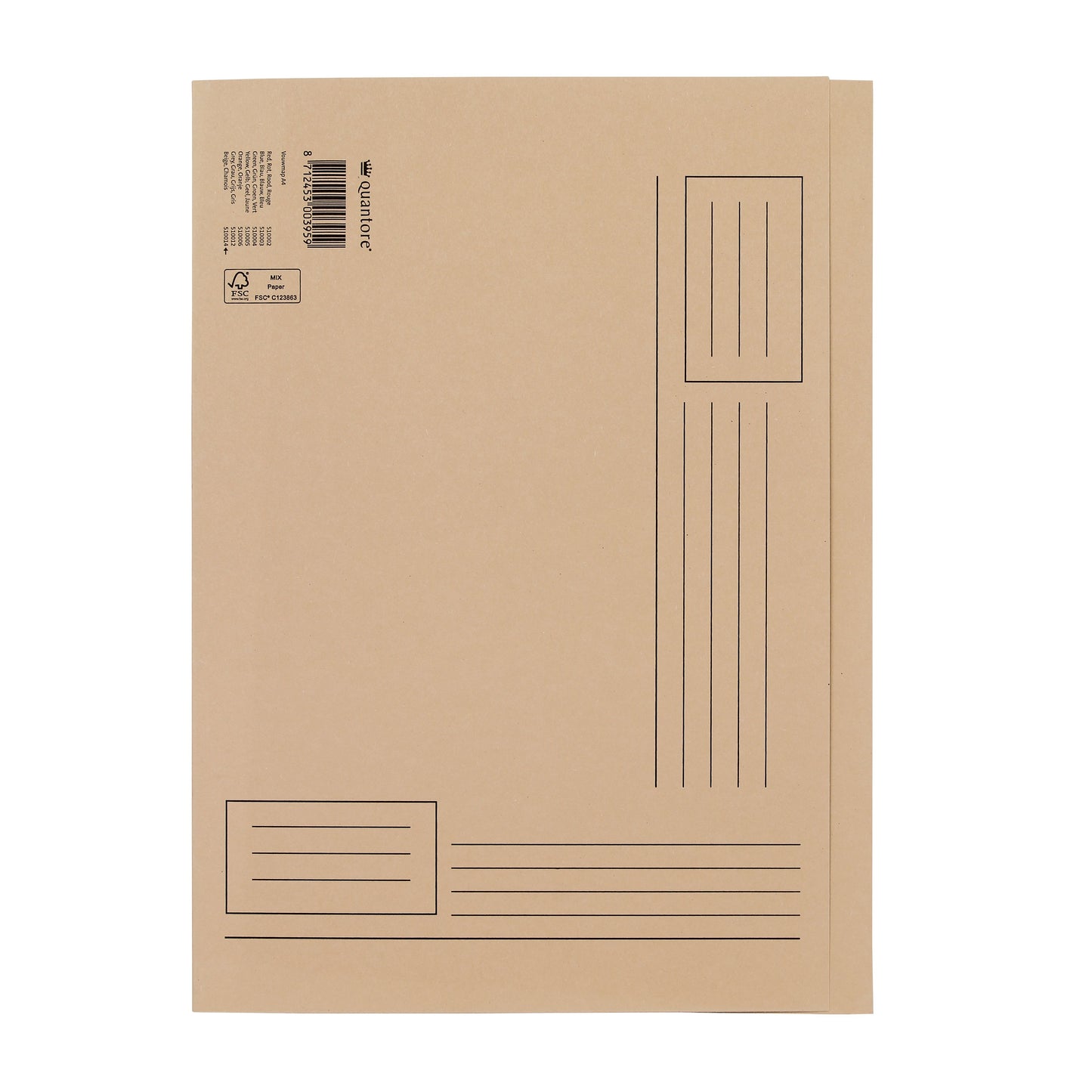 Quantore - Carpeta plegable A4 lado irregular 250gr beige | 10 piezas