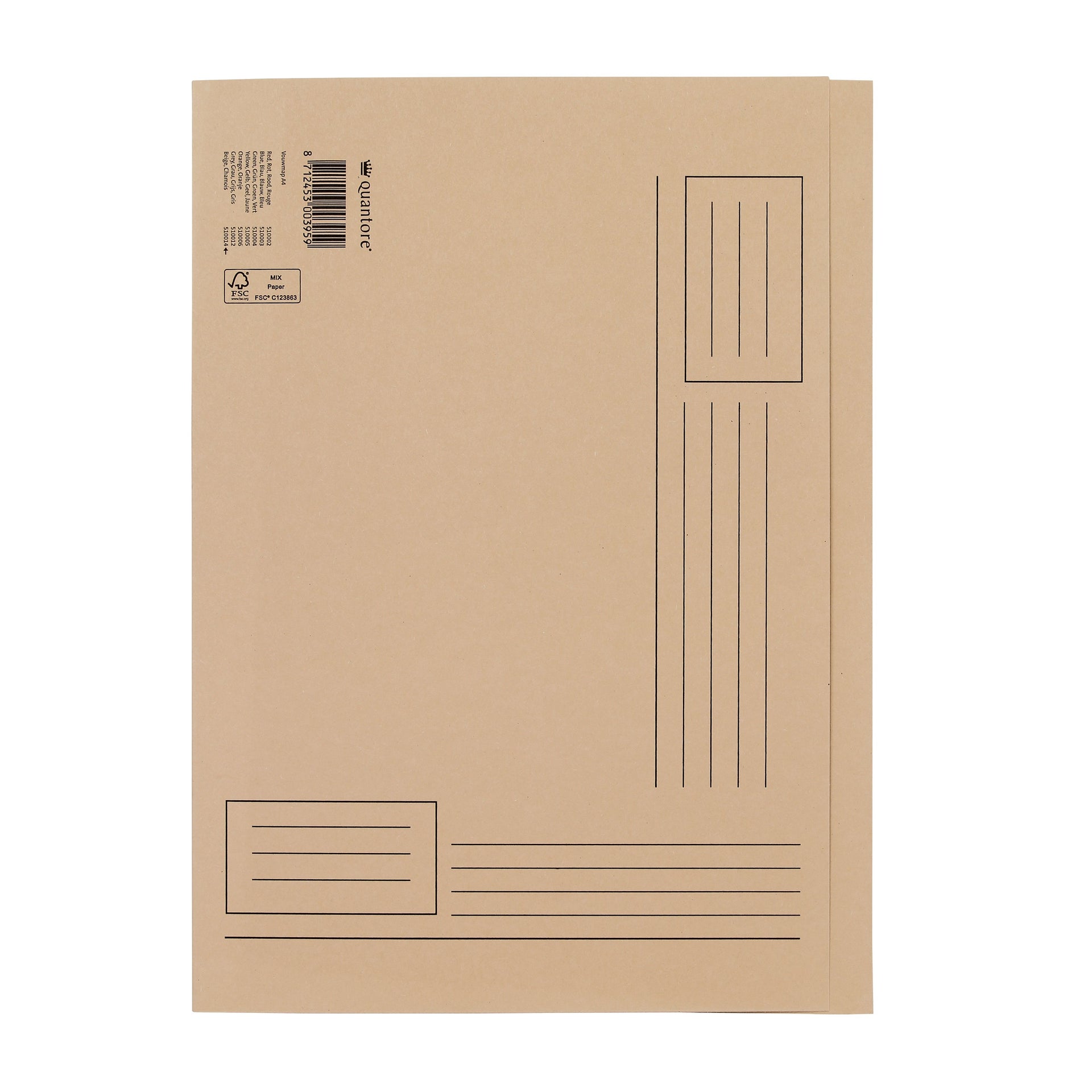 Quantore - Carpeta plegable A4 lado irregular 250gr beige | 10 piezas