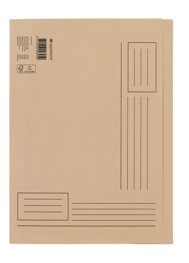 Quantore -  Vouwmap a4 ongelijke zijde 320gr beige | 10 stuks