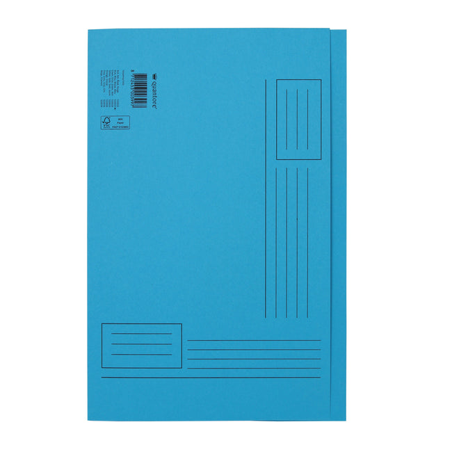 Quantore - Folding folder Folio uneven side 250gr blue | 10 pieces