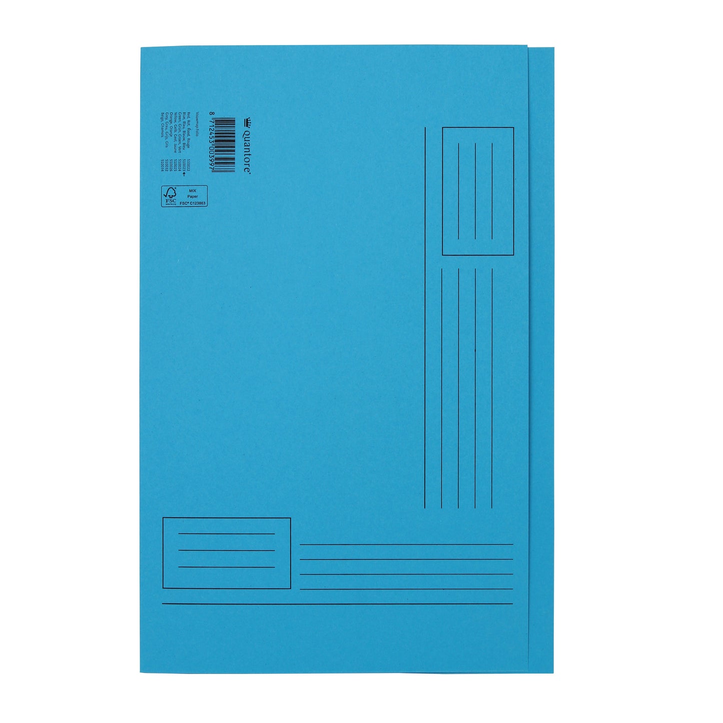 Quantore - Cartella pieghevole Folio lato irregolare 250gr blu