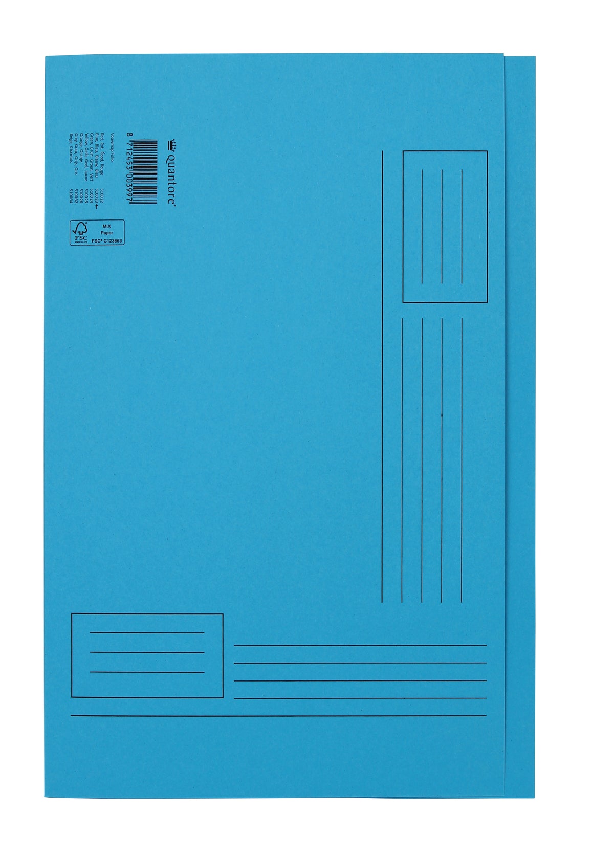 Quantore -  Vouwmap fo ongelijke zijde 320gr blauw