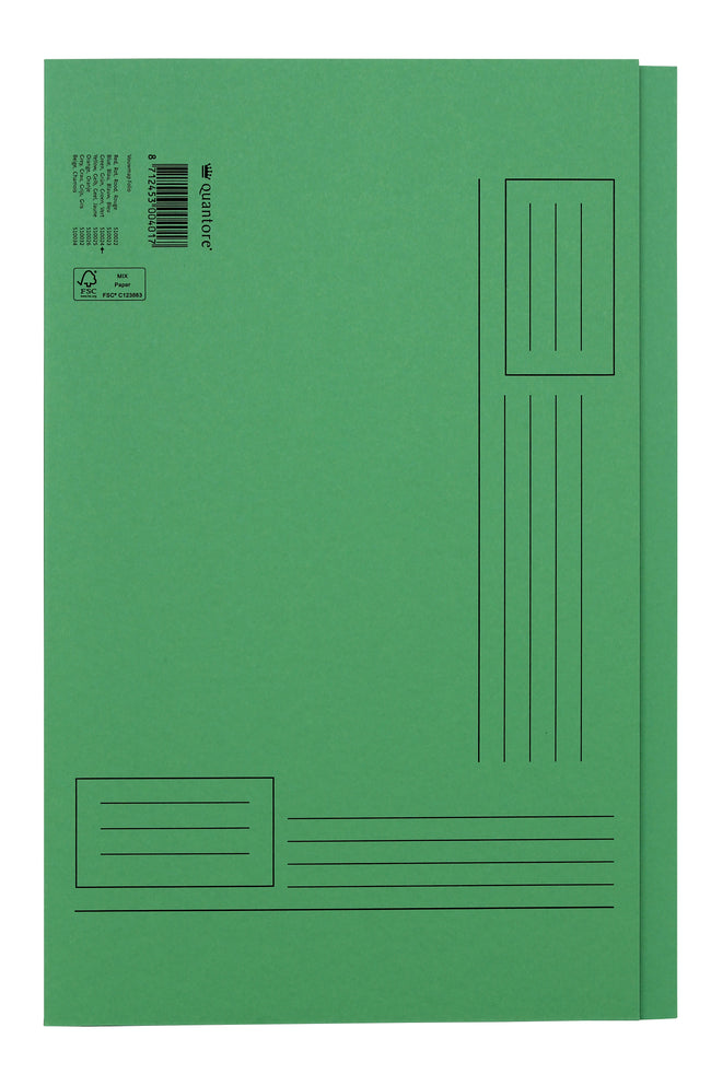 Quantore - Cartella pieghevole Folio lato irregolare 250gr verde | 10 pezzi