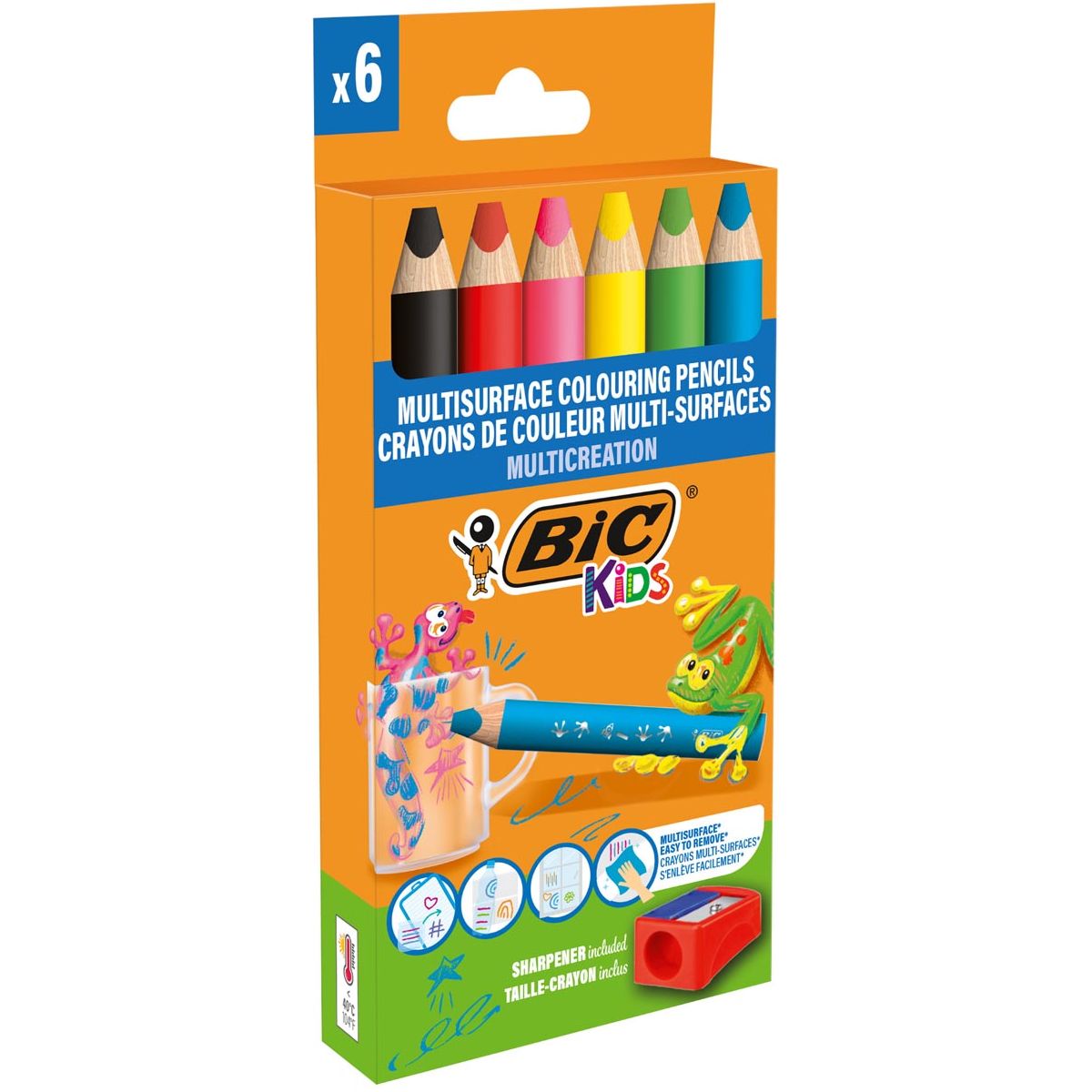 BIC KIDS - COURS DE COLONNEMENTS MULTIFACE, Assorti, cas de 6 pièces + broyeur