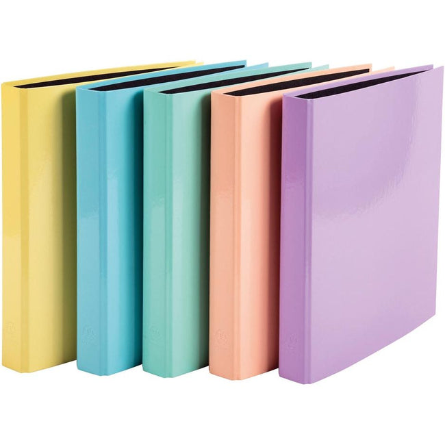 Exacompta - Watercolor ring binder made of coated cardboard, ft A4, with 4 D-rings, 4 cm spine, assorted colors