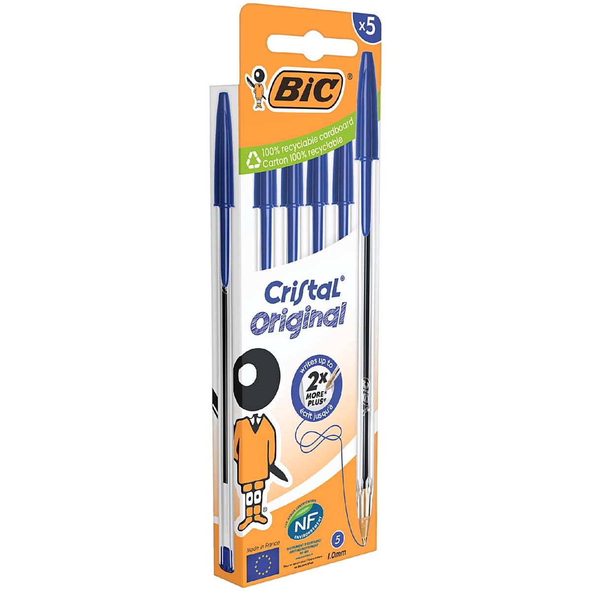 Bic - Kugelschreiber Cristal mittelblau, Blisterpackung mit 5 Stück