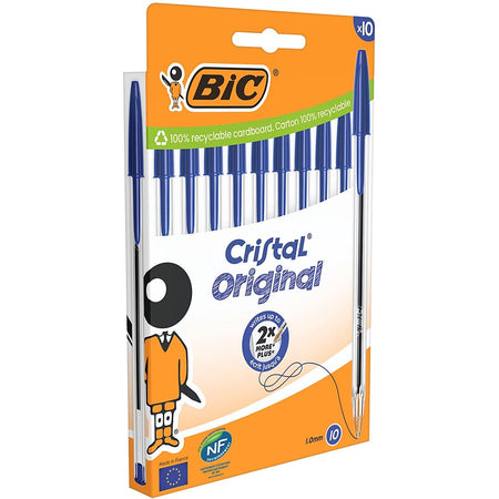 BIC -  balpen Cristal Medium, blauw, blister van 10 stuks